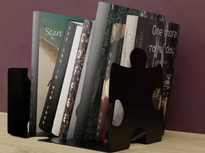 Bookend puzzle book holder Free 3D model