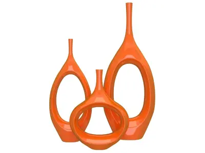 Decor Tabletop Hollowed Vases Orange 3D model