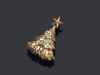 Christmas Tree pendant with gems 3D print model