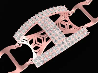 Modern Geometric Diamond Link Bracelet for Men  1280 3D print model