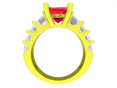 A7516 Fashion Diamond Emerald Women Ring 3D Model 3D print model