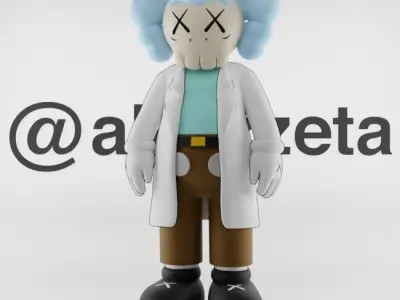 Kaws Rick Sanchez Textured Low-poly 3D model