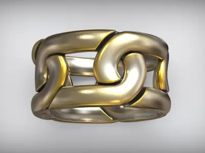 Miami Cuban Chain Link Ring Free 3D print model