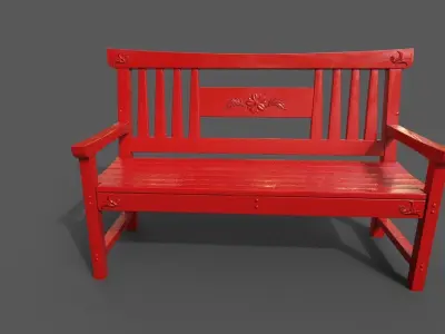 Metal Bench Low-poly 3D model