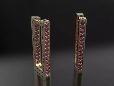 Diamond earrings 3D print model 3