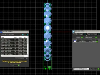 U Shaped Eternity Ring 3 point 1 mm stone size swiss 14 and EU54 3D print model