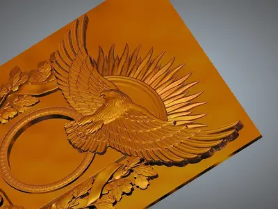 Eagle bronze plaque with 3D print model