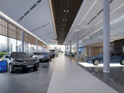 Automobile 4S Shop Low-poly 3D model