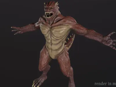 Lizard monster Low-poly 3D model