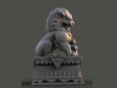 Chinese Lion Statue 3D model get
