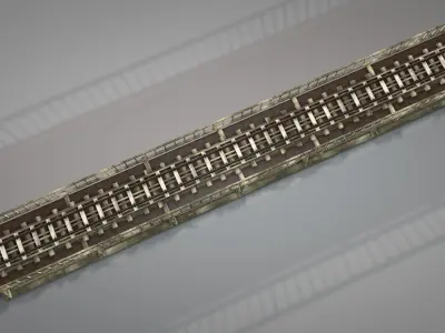 Old Wooden Railway Bridge v2 Low-poly 3D model