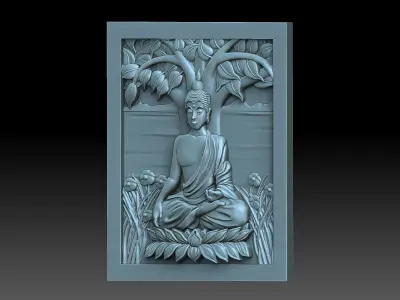 Buddha door with statue 3D print model