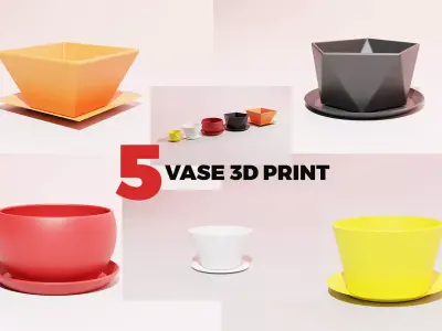 Vase 3D Print Model geometric planter 3D print model