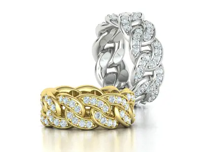 DIAMOND Cuban Link Heavy Chain Ring 9mm Wide 7US Size 3dmodel 3D print model