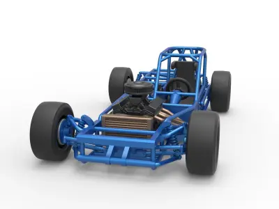 Small Block Supermodified race car Base Scale 1 to 25 3D print model