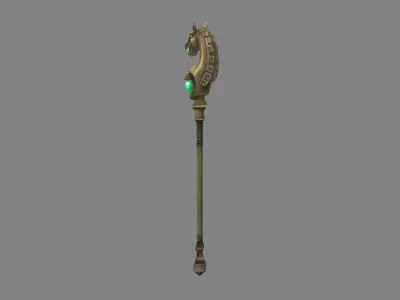 Cartoon Bronze horsehead wand Low-poly 3D model