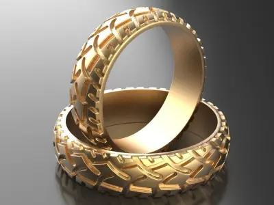 Moto Tire Shape Wedding Rings 3D print model
