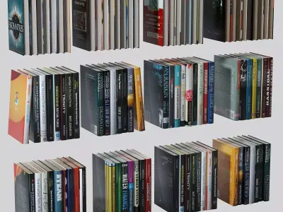 Books set stack of Low-poly 3D model