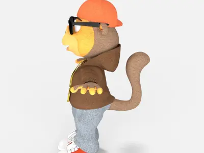 Stylish Cartoon Monkey 3D Model Low-poly 3D model