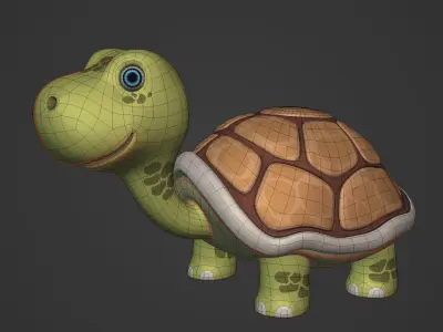 Cartoon Turtle -- Rigged Low-poly 3D model