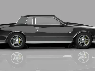Black Monte Car 1981 Low-poly 3D model