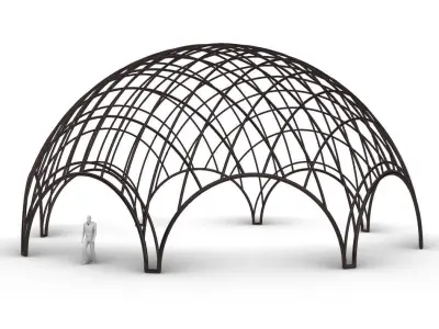 Octagonal Dome with Diagonal Wireframe Structure 3D model