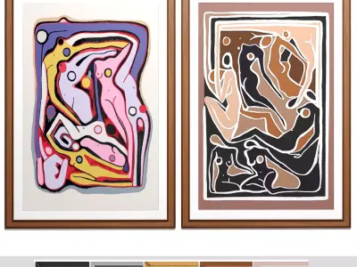 Art Frames 156- Ecstatic Nudes Art Print 3D model