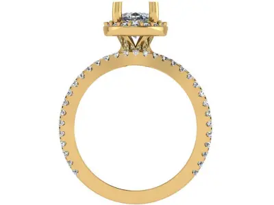 Pointed solitaire with oval halo 3D print model