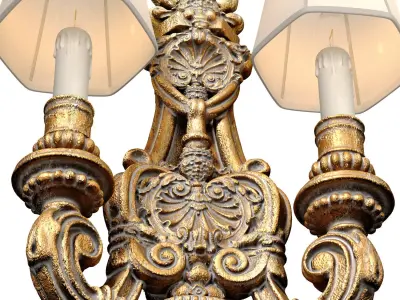 Bronze Large Antique Classic baroque Wall Lamp Sconce 3D model