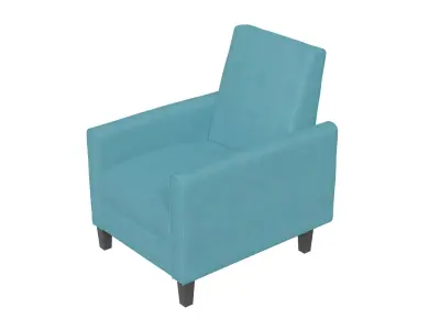 Blue Upholstered Club Recliner 3D model