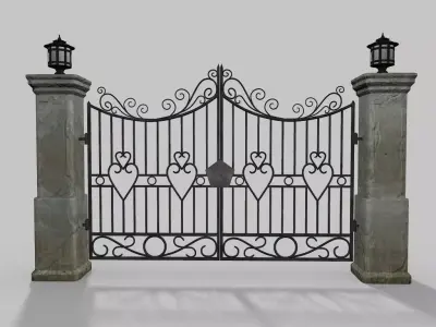 Driveway Gate Old Free low-poly 3D model