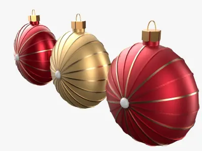 Christmas Tree Ornament Set7 - Red Yellow 3D model