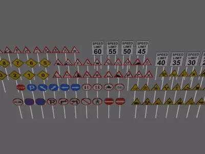package low poly  traffic signs Low-poly 3D model