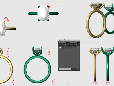 9 x 7 CUSHION Tulip Solitaire FLUSH FIT 3D print model