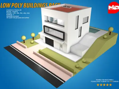 Low Poly Buildings Pack Low-poly 3D model