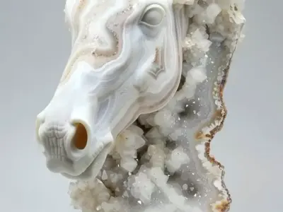 Crystal Horse Head Agate Sculpture Natural Geode Inlay Low-poly 3D model