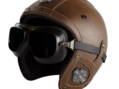 Leather moto helmet 3D model