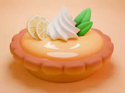 30mm Lemon Pie Decoration and Keychain Ready to Print 3D print model