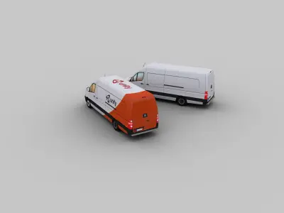 Lowpoly Van 5 mercedes benz vans Low-poly 3D model