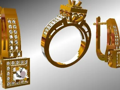 Gold Ring and rings 3D print model