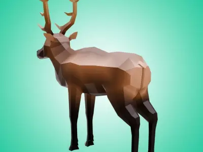 Elk Low Poly Low-poly 3D model