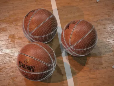 Mid Poly Worn Basketball PBR 3D Model 3D model