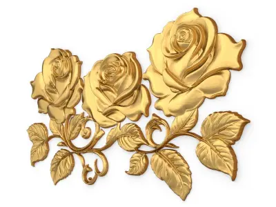 mural classic flowers decor ornament 03 3D model