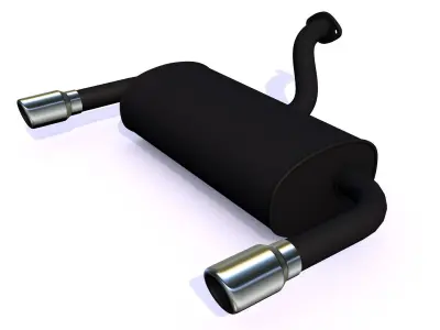 Car exhaust system - set of two high poly rear mufflers 3D model