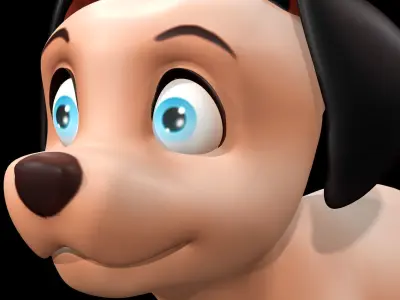 Cartoon Cute Puppy Dog  Low-poly 3D model