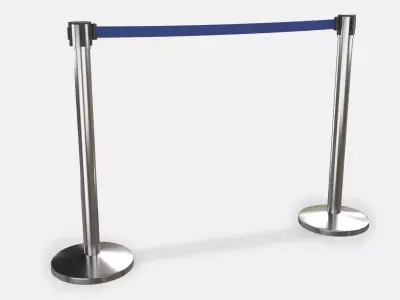 Stanchion with Blue Retractable Belt 3D model