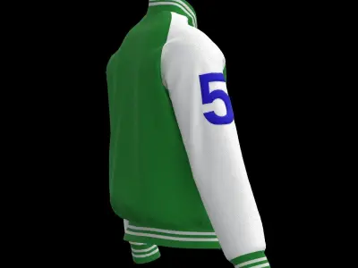 Male raglan varsity jacket 3D model