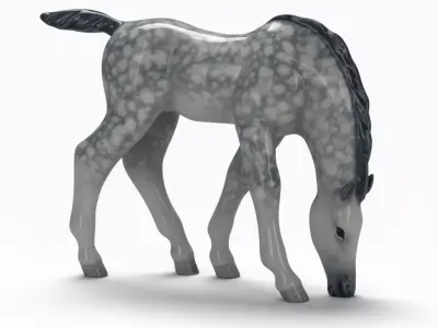 Grazing Dappled Horse Porcelain Figurine Realistic Textures Low-poly 3D model