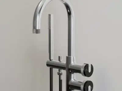 Camellia Matte Black Freestanding Stone Bath 1700mm  Low-poly 3D model