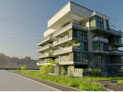 Modern Apartment Building 3D Model 3D model